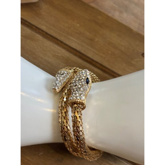 Gold Snake-Style Rhinestone Wrap Bracelet - Picture 11 of 12
